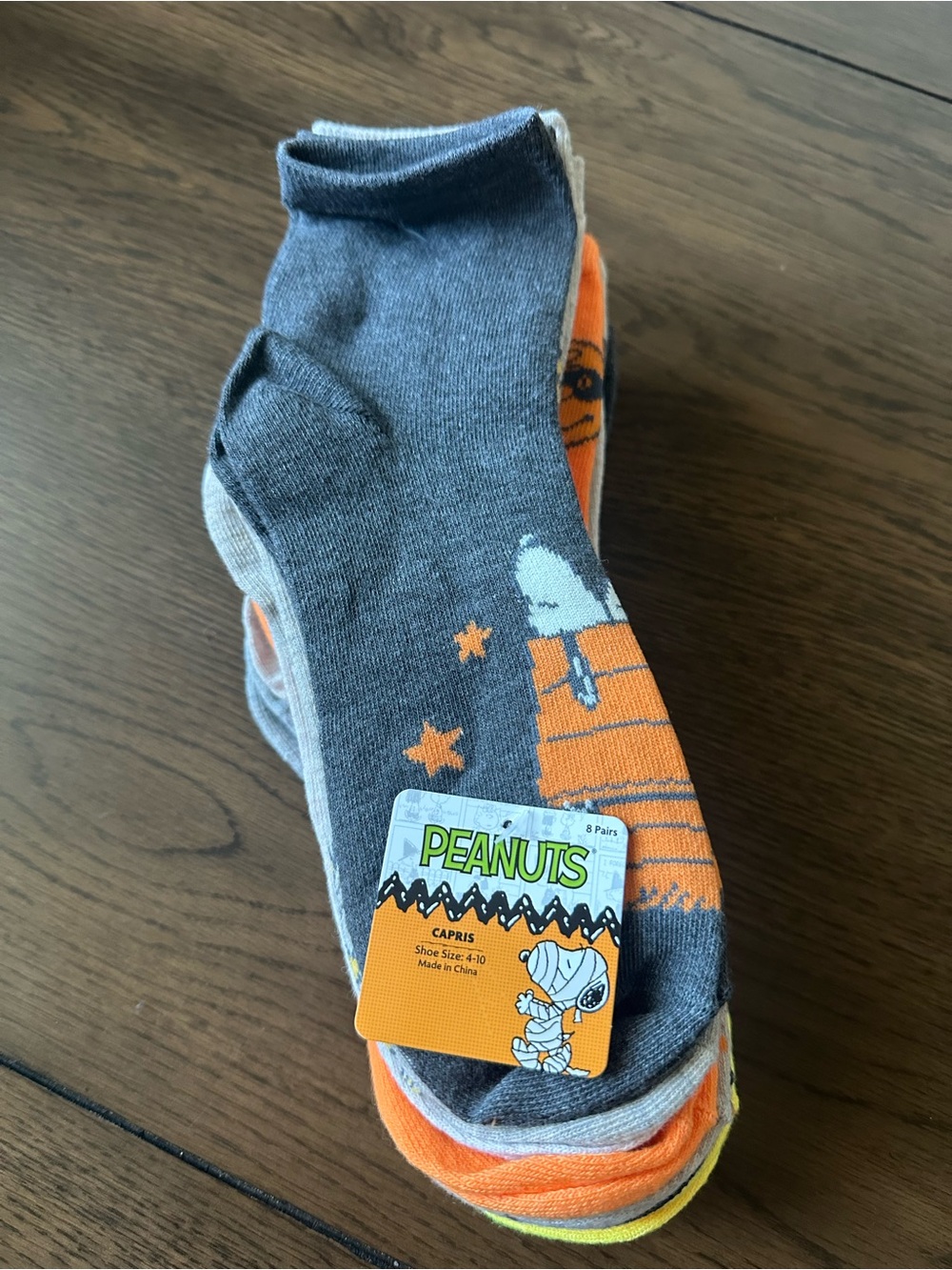 Peanuts Snoopy No-Show Socks - Gray, Orange & White